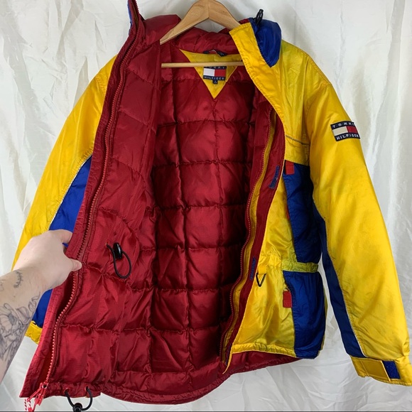 Vintage Tommy Hilfiger Down Filled Parka in Yellow Multi, Size: Small - Picture 14 of 16
